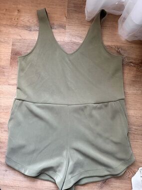Scoop Neck Olive Green Romper